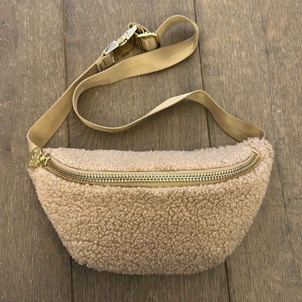 Stoney Clover Lane Teddy Sherpa Fanny Pack in Beige